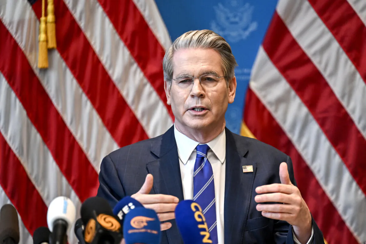 Treasury Secretary Scott Bessent speaks at a news conference in Geneva on May 12, 2025. (Fabrice Coffrini/AFP via Getty Images)