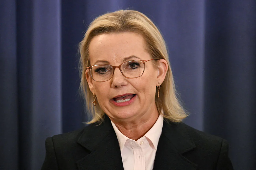 Australia's Leader of the Opposition Sussan Ley speaks at a press conference at Parliament House in Canberra, Australia on May 13, 2025. (Saeed Khan/AFP via Getty Images)