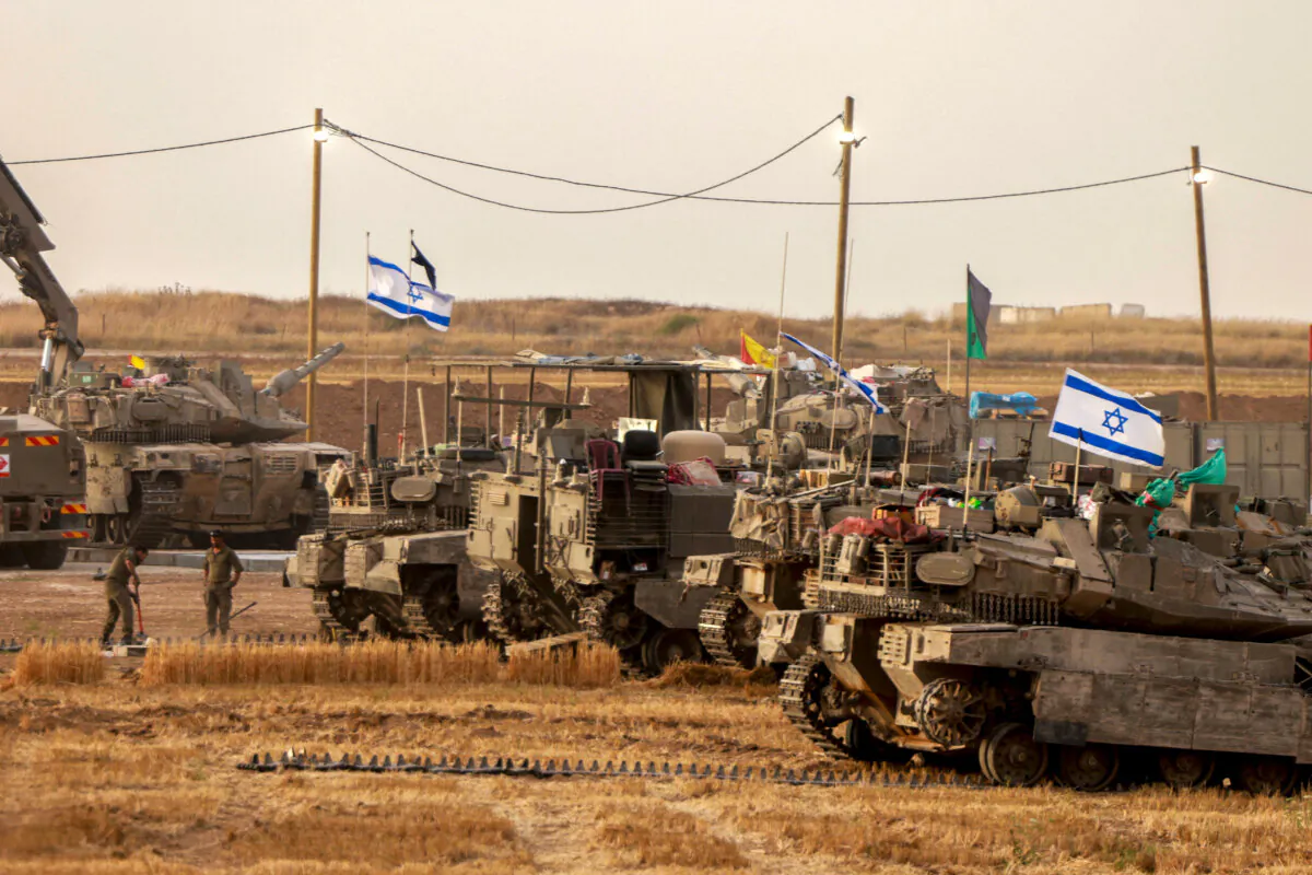 Amid the ongoing war between Israel and the Hamas terrorist organization, Israeli troops deploy along Israel's border with the Gaza Strip on May 13, 2025. (Menahem Kahana/AFP via Getty Images)