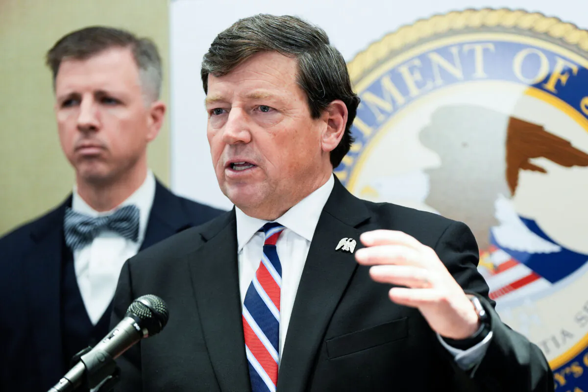 U.S. Attorney Edward R. Martin Jr. speaks at a news conference in Washington on May 13, 2025. (Julia Demaree Nikhinson/AP Photo)
