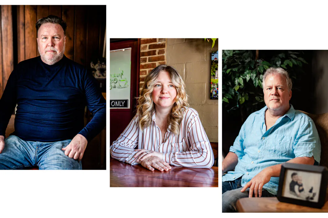 (Top–Bottom) Parents of autistic children, Kevin Barry, Scott Shoemaker, and Danielle Lasher, during interviews with The Epoch Times. (Samira Bouaou, Madalina Vasiliu/The Epoch Times)