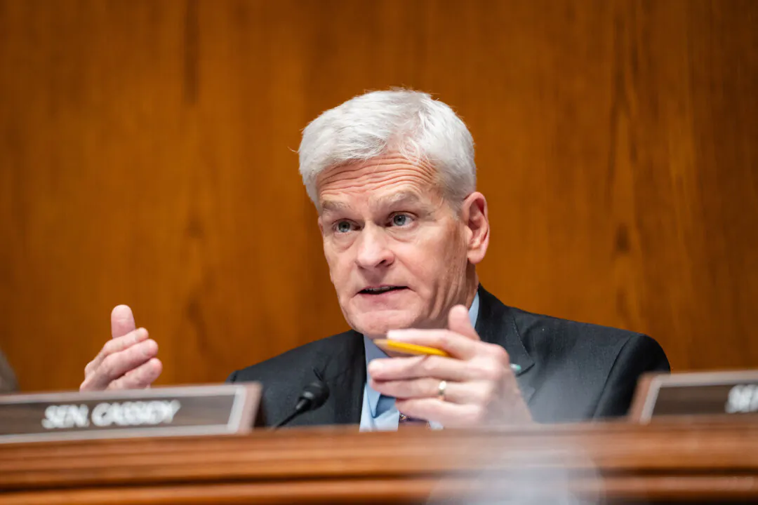 Sen. Bill Cassidy (R-La.) speaks during a hearing on Capitol Hill in Washington on May 14, 2025. (Madalina Vasiliu/The Epoch Times)