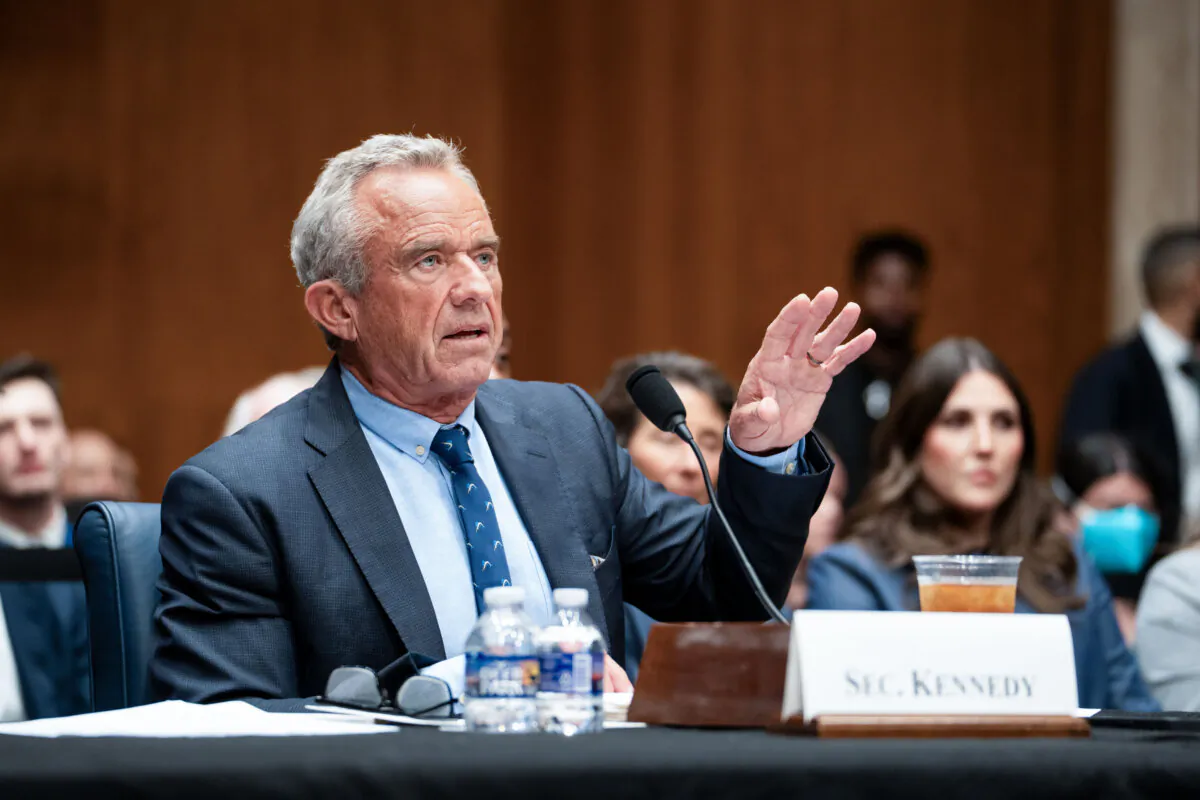 Health Secretary Robert F. Kennedy Jr. testifies before the Senate Health, Education, Labor, and Pensions Committee on Capitol Hill in Washington on May 14, 2025. (Madalina Vasiliu/The Epoch Times)