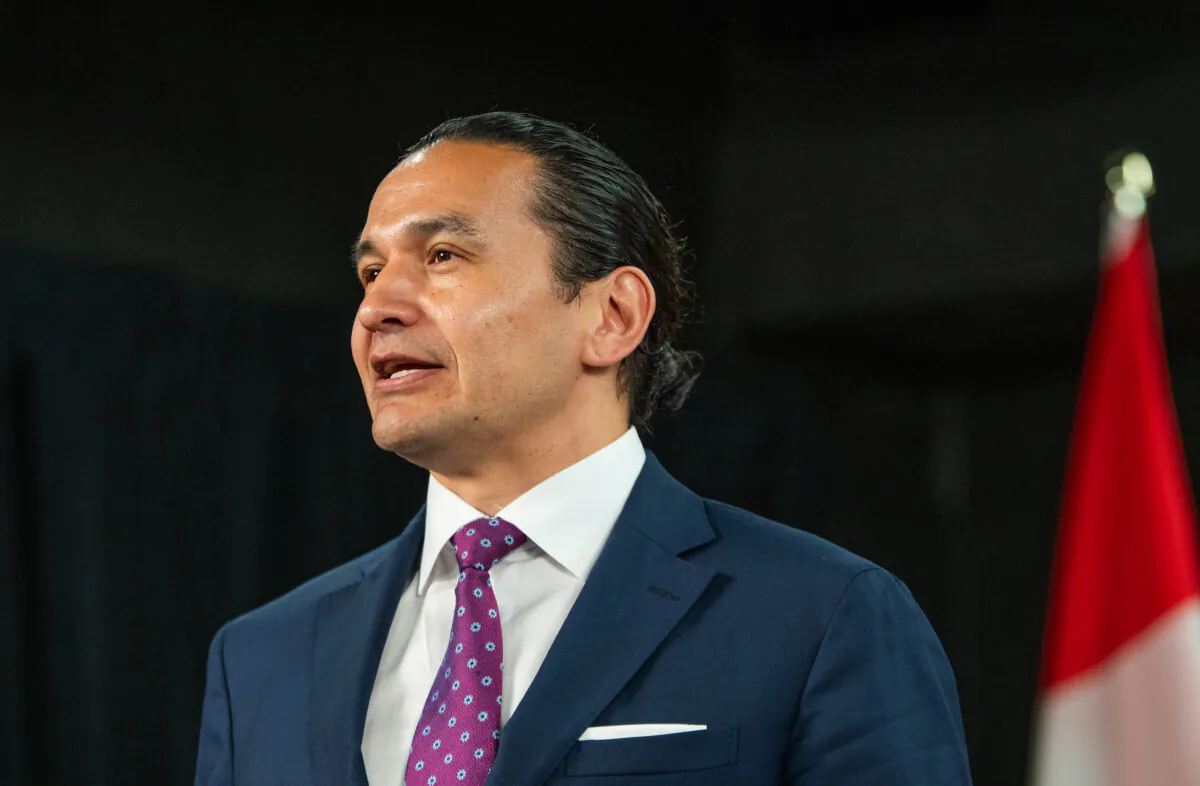 Manitoba Premier Wab Kinew speaks at a press conference at Queen’s Park in Toronto on May 14, 2025. (The Canadian Press/Laura Proctor)