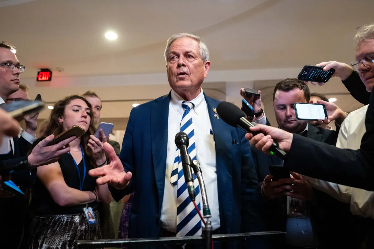 Rep. Ralph Norman (R-S.C.) speaks to reporters about the GOP meeting on a reconciliation bill on Capitol Hill in Washington on May 15, 2025. (Madalina Vasiliu/The Epoch Times)