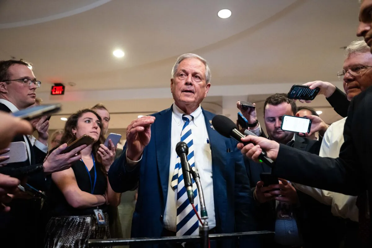 Rep. Ralph Norman (R-S.C.) speaks to reporters about the GOP's meeting on a reconciliation bill in Washington on May 15, 2025. (Madalina Vasiliu/The Epoch Times)