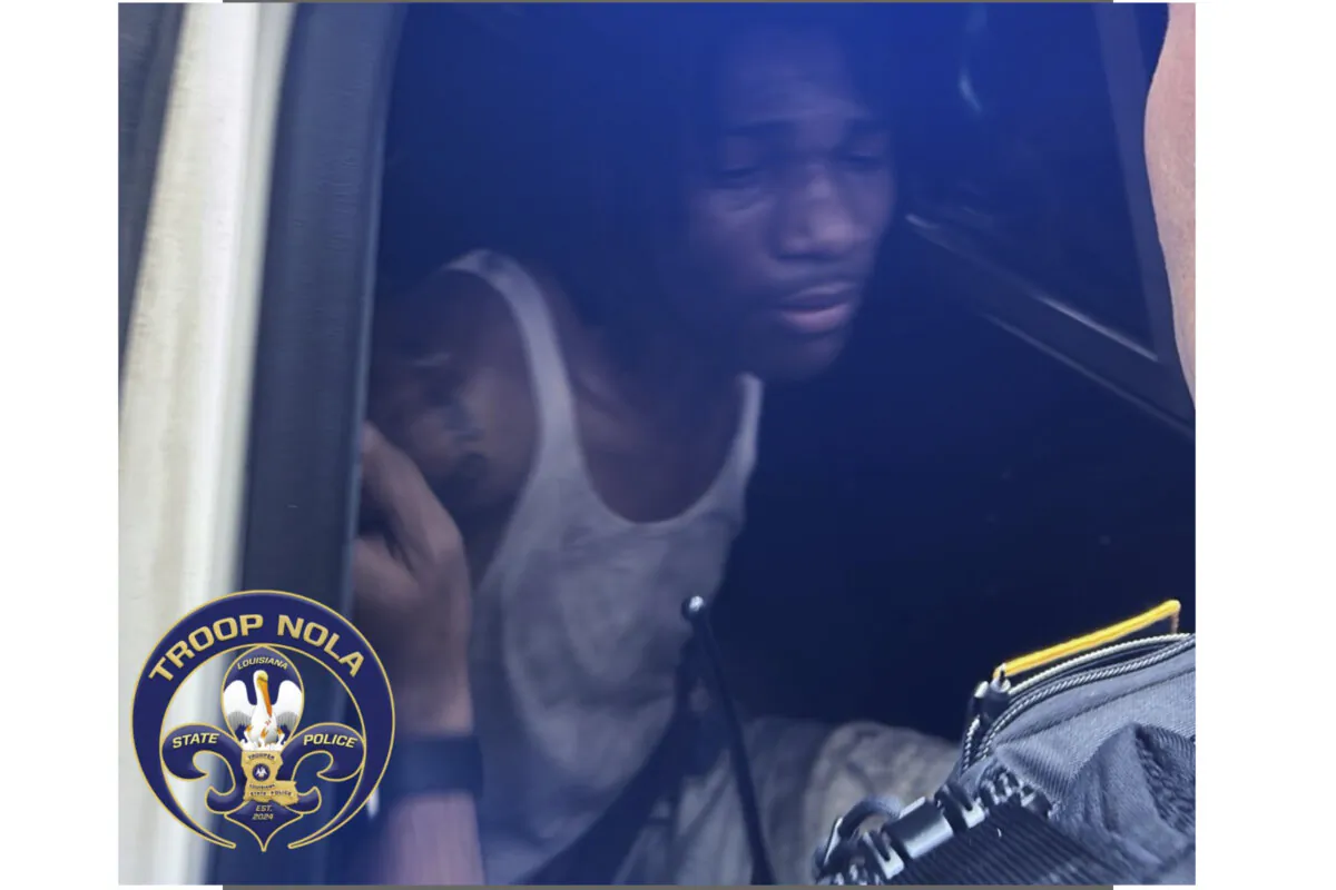 This image provided by Louisiana State Police shows one of New Orleans jail escapees, Kendall Myles, captured in the French Quarter in New Orleans on May 16, 2025. (Louisiana State Police via AP)