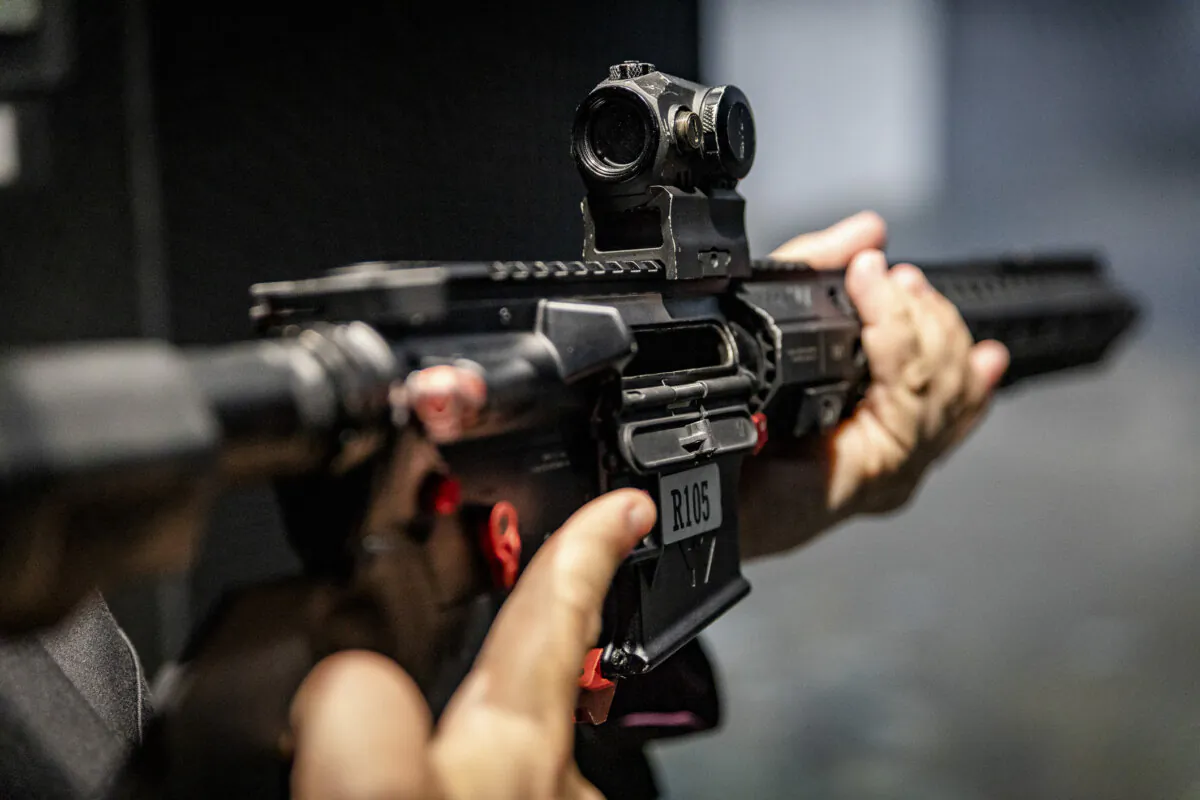 An AR-15 rifle at FT3 tactical shooting range in Stanton, Calif., on May 3, 2021. (John Fredricks/The Epoch Times)