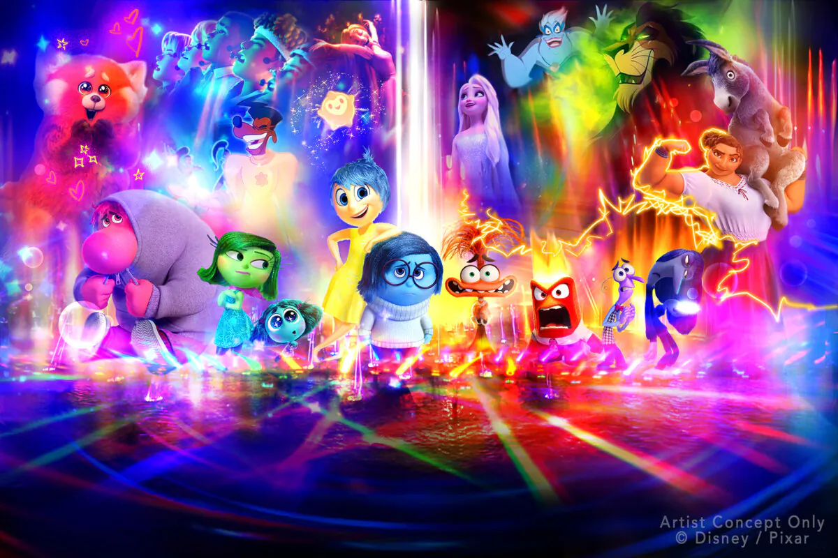 Concept art of the “World of Color Happiness” water show coming to Disney California Adventure during the Disneyland 70th anniversary celebration in 2025. (Disney/TNS)
