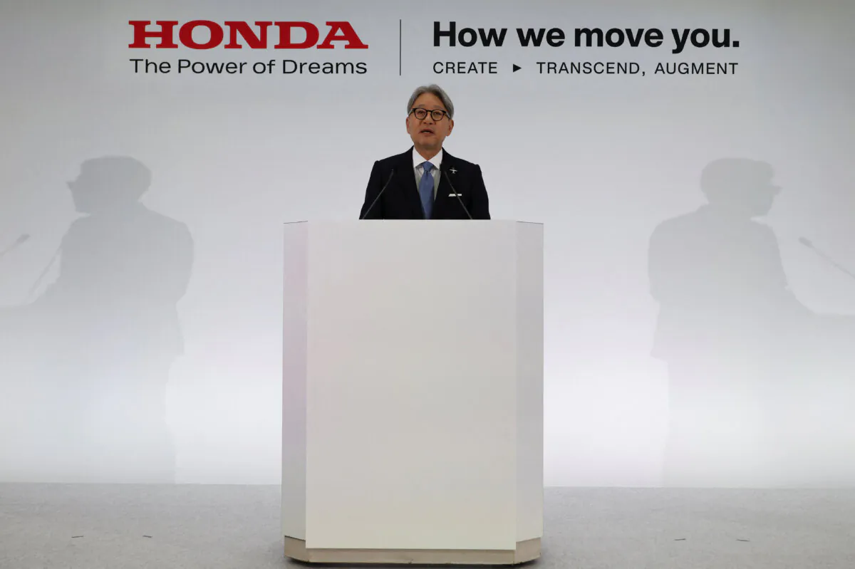 Honda CEO Toshihiro Mibe during a press briefing in Tokyo, Japan, on May 20, 2025. (Kim Kyung-Hoon/Reuters)