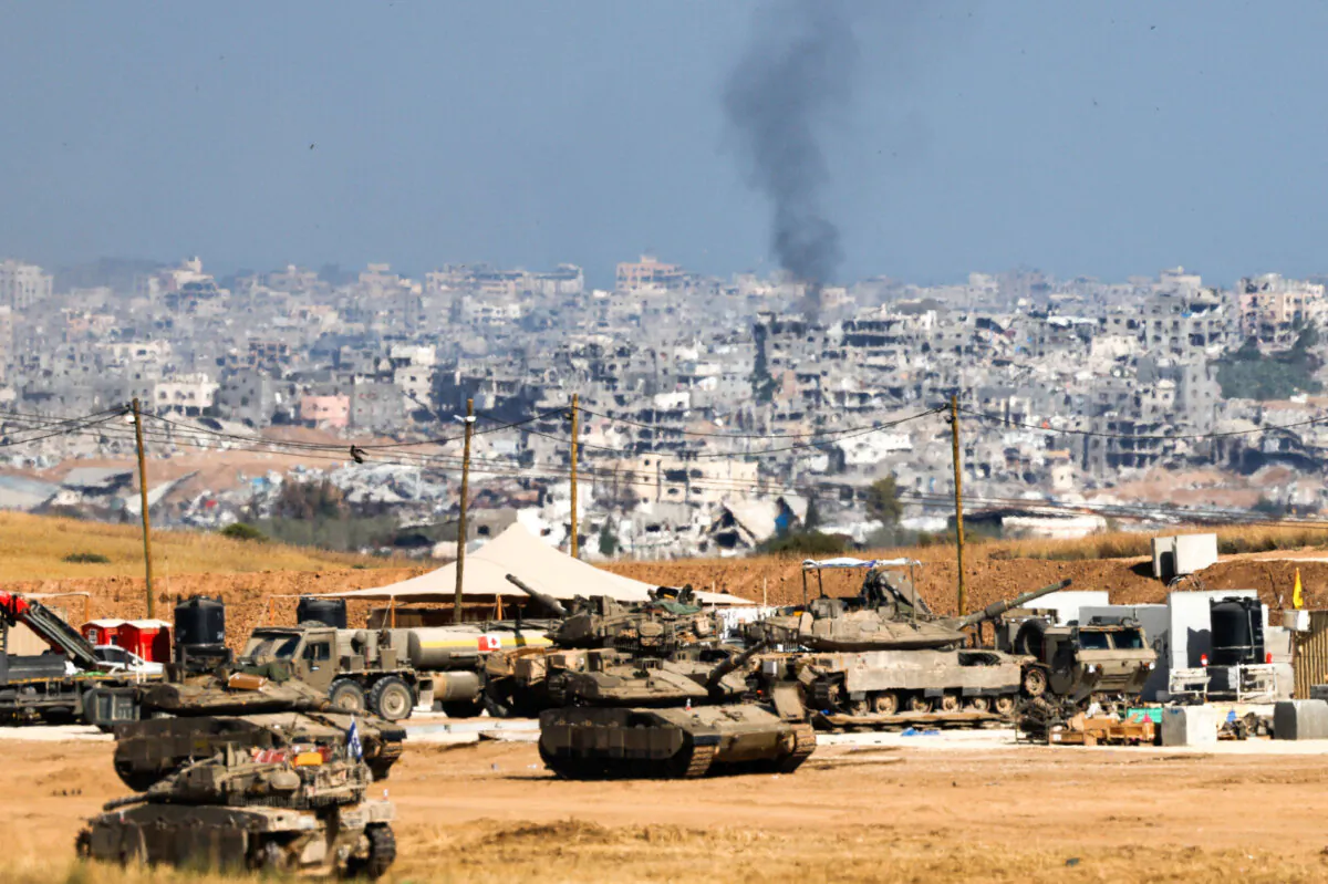Israeli military vehicles near the border with the Gaza Strip on May 20, 2025. (REUTERS/Amir Cohen)