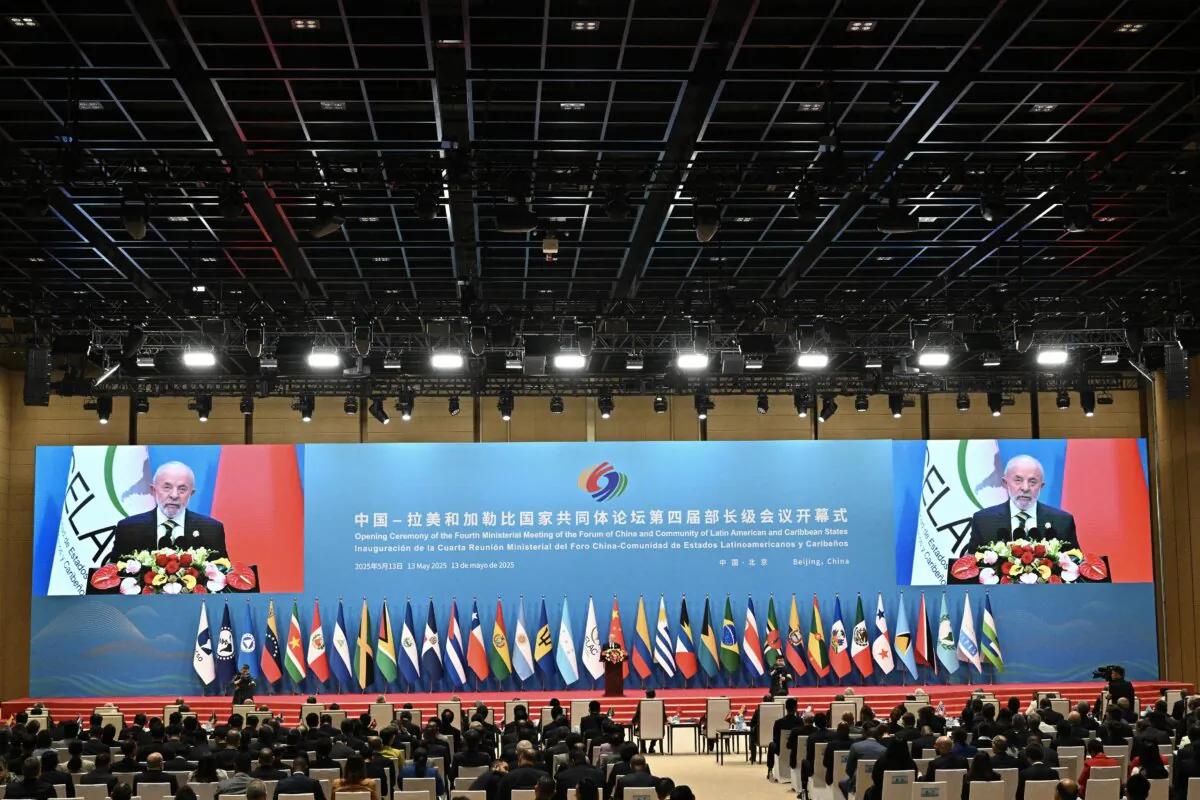 Brazilian President Luiz Inácio Lula da Silva speaks during the opening ceremony of the Fourth Ministerial Meeting of the Forum of China and Community of Latin American and Caribbean States in Beijing on May 13, 2025. (Pedro Pardo/AFP via Getty Images)