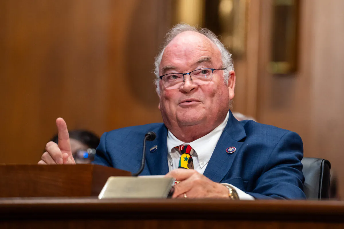 Internal Revenue Service commissioner nominee Billy Long testifies during a confirmation hearing before the Senate Committee on Finance on Capitol Hill in Washington on May 20, 2025. (Madalina Vasiliu/The Epoch Times)