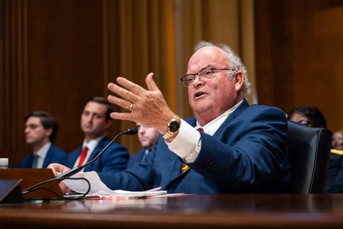 IRS commissioner nominee Billy Long testifies during a confirmation hearing before the Senate Committee on Finance on Capitol Hill on May 20, 2025. (Madalina Vasiliu/The Epoch Times)