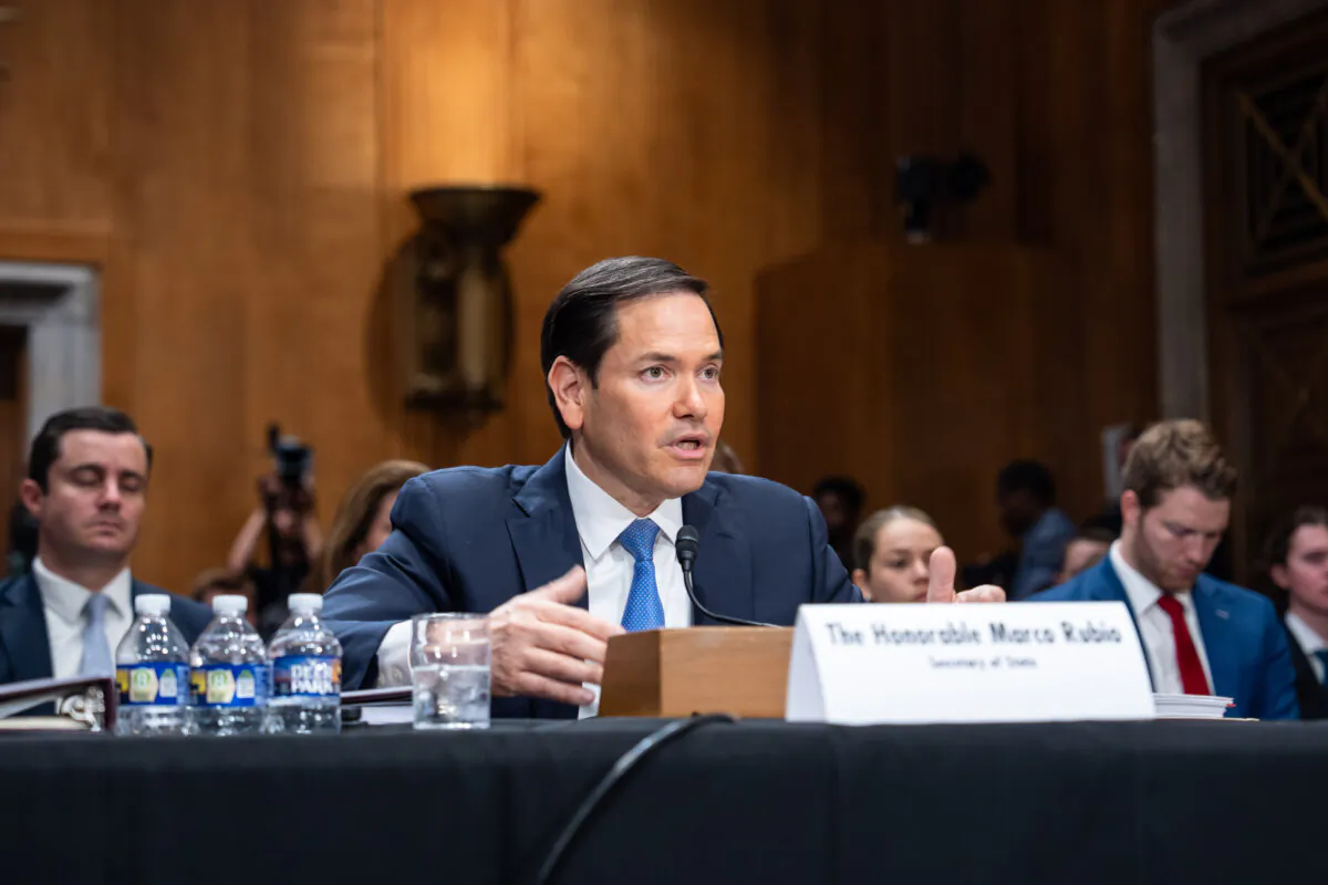 Secretary of State Marco Rubio testifies before the Senate Committee on Foreign Relations on Capitol Hill in Washington on May 20, 2025. (Madalina Vasiliu/The Epoch Times)