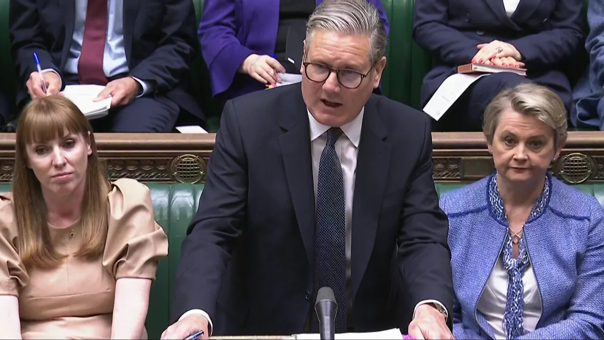 Screen grab of Prime Minister Sir Keir Starmer speaking during Prime Minister's Questions in the House of Commons, London, on May 21, 2025. (House of Commons/UK Parliament/PA)