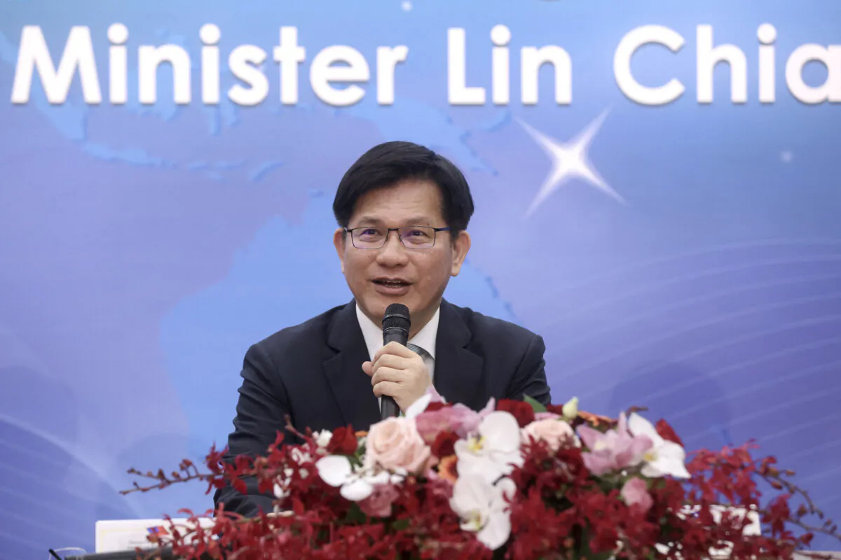 Taiwan's Foreign Minister Lin Chia-lung answers questions from media during an international press briefing in Taipei, TAiwan, on July 19, 2024. (I-Hwa Cheng/AFP via Getty Images)