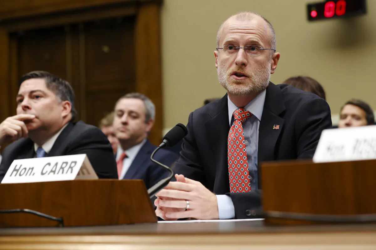 Federal Communications Commission Chair Brendan Carr testifies before a House  subcommittee on Capitol Hill on Dec. 5, 2019. (Chip Somodevilla/Getty Images)