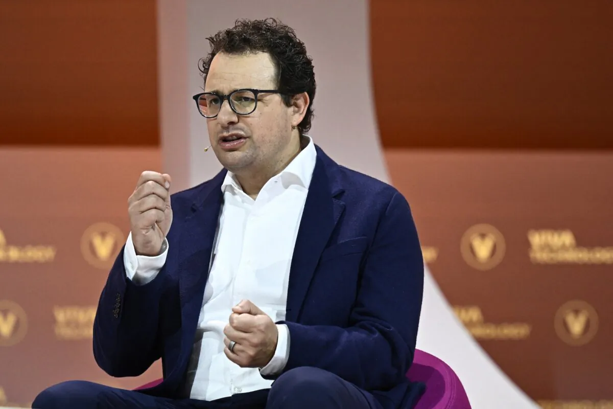 Dario Amodei, co-founder and CEO of Anthropic, an artificial intelligence safety and research company, speaks at an event in Paris on May 22, 2024. (Julien de Rosa/AFP/Getty Images)
