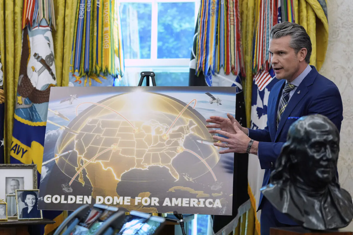 U.S. Defence Secretary Pete Hegseth speaks during an event at the White House announcing the Golden Dome defence system, in Washington on May 20, 2025. (AP Photo/Alex Brandon)