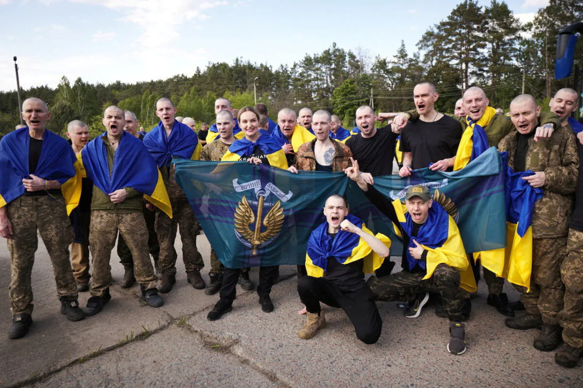 Ukrainian prisoners of war (POWs) are seen after a swap, amid Russia's attack on Ukraine, at an unknown location in Ukraine, in this handout picture released May 23, 2025. Ukraine's President Volodymyr (Zelenskiy via Telegram/via Reuters)