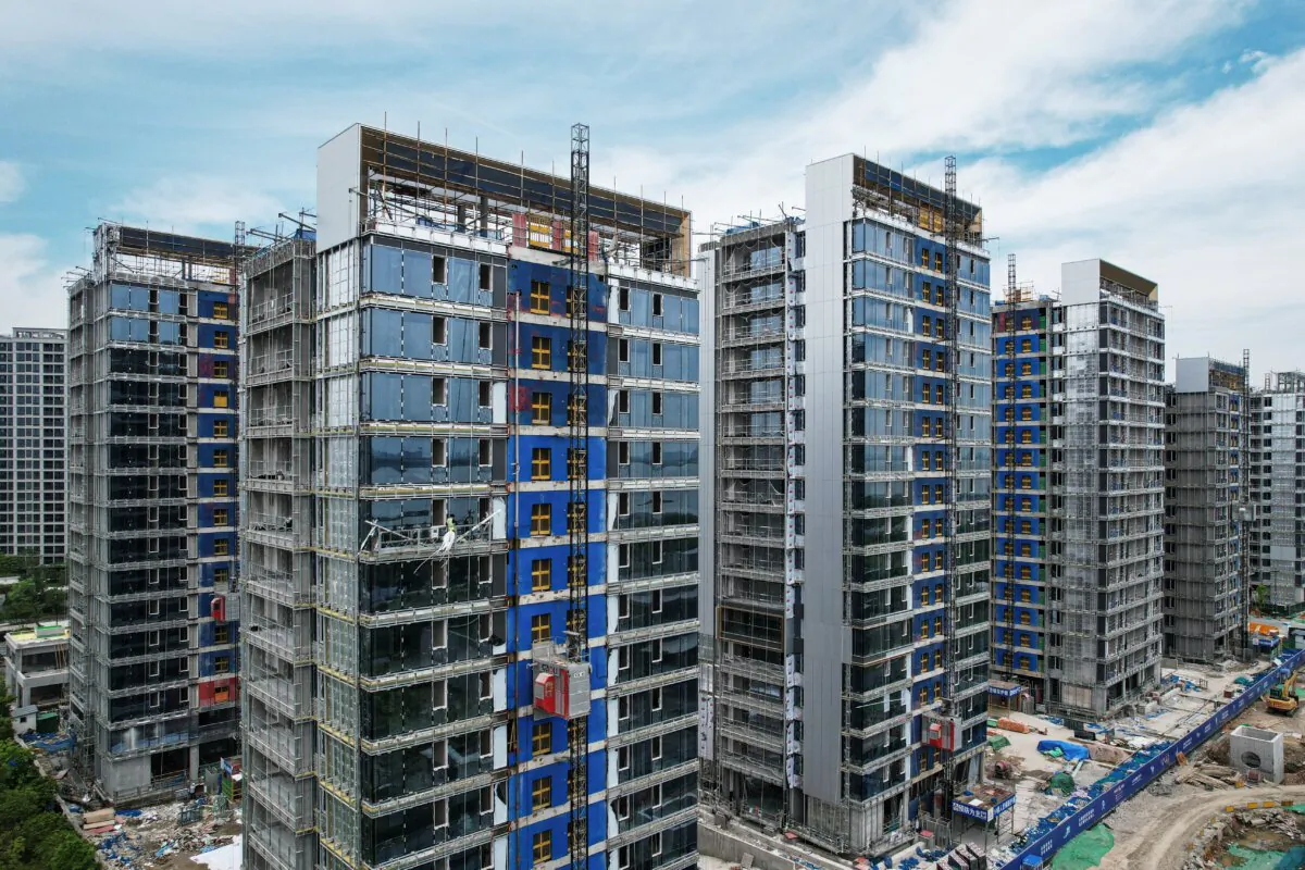 Residential buildings under construction by Chinese real estate developer Vanke in Hangzhou, China, on May 9, 2024. (STR/AFP via Getty Images)