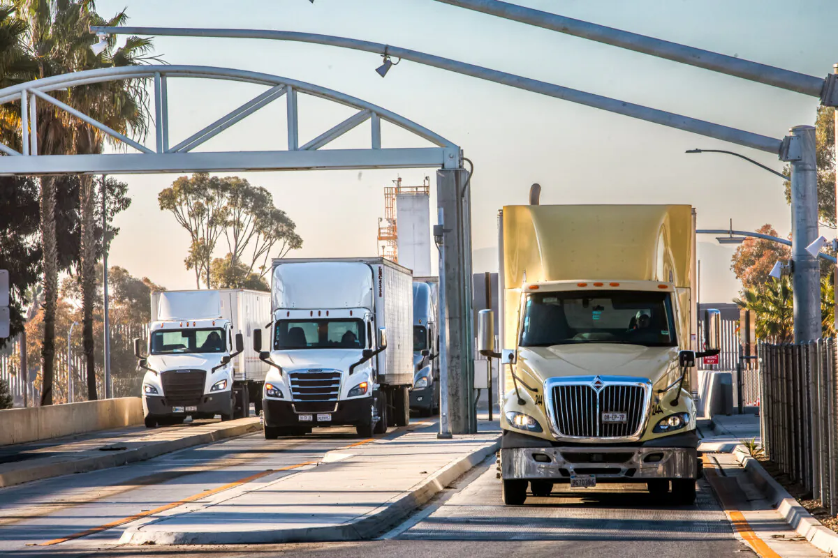 Truckers take a break at the Loves Truck stop in Springville, Utah, on Nov. 5, 2021. (George Frey/Getty Images)