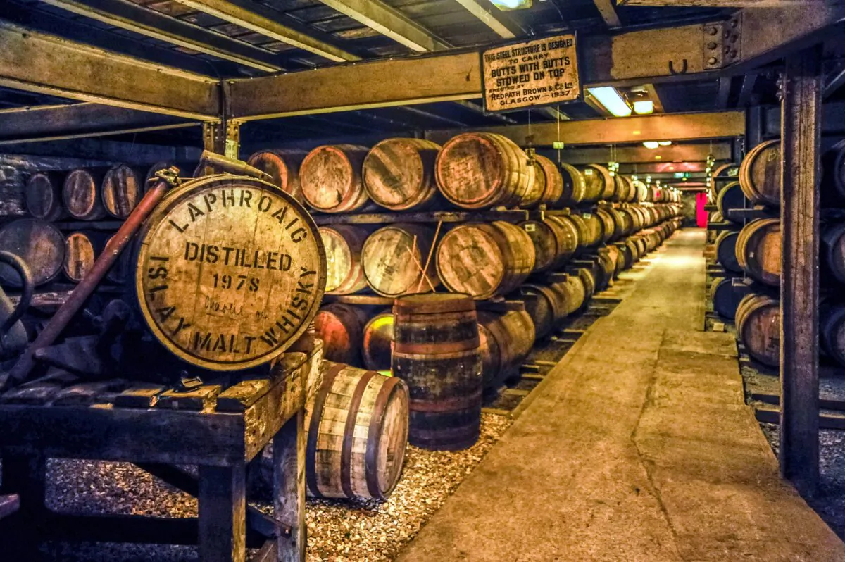 Whisky maturing in barrels at the Laphroaig distillery on the island of Islay, Scotland. (Tyler W. Stipp/Shutterstock)