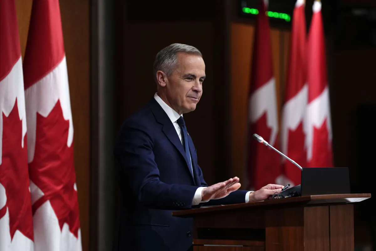 Prime Minister Mark Carney speaks at a meeting of the Liberal caucus on Parliament Hill in Ottawa on May 25, 2025. (The Canadian Press/Justin Tang)