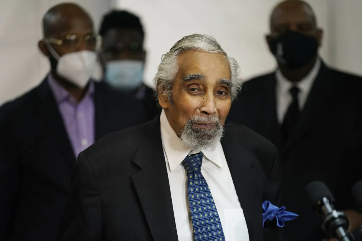 Former Rep. Charles Rangel (D-N.Y.) speaks before New York Gov. Andrew Cuomo gets vaccinated at the mass vaccination site at Mount Neboh Baptist Church in Harlem, in New York City, on March 17, 2021. (Seth Wenig-Pool/Getty Images)