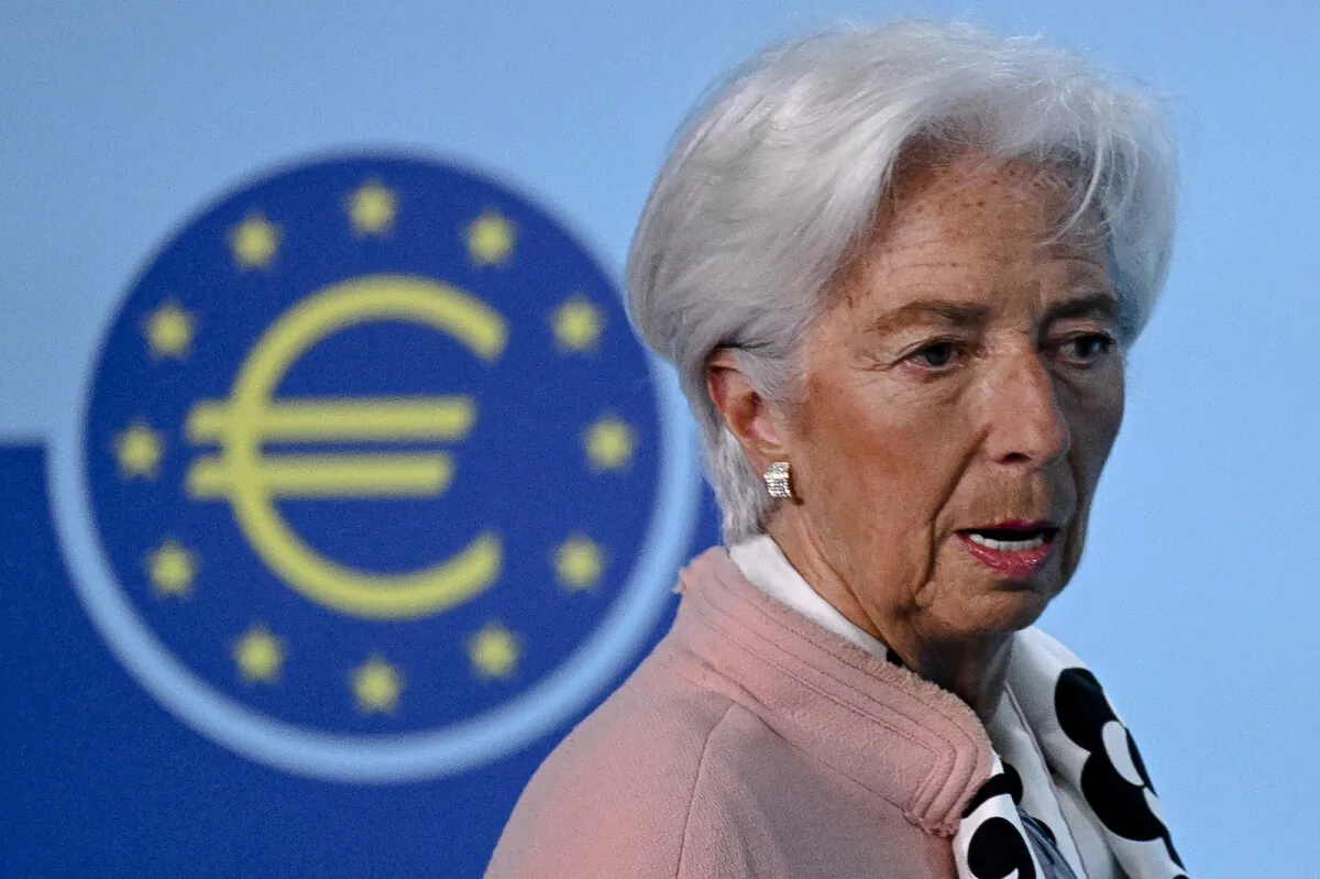 European Central Bank President Christine Lagarde addresses a news conference in Frankfurt am Main, Germany, on April 17, 2025. (Kirill Kudryavtsev/AFP/Getty Images)