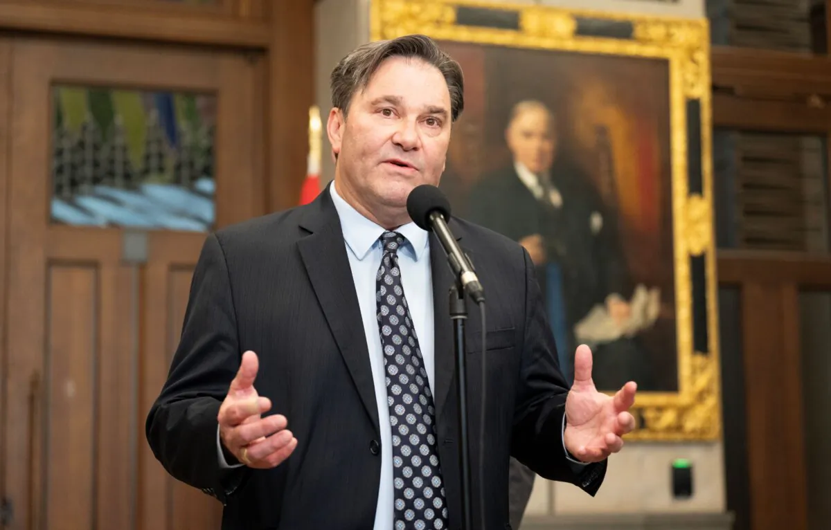 Interim NDP Leader Don Davies speaks with media in the foyer of the House of Commons in Ottawa on May 26, 2025. (The Canadian Press/Adrian Wyld)