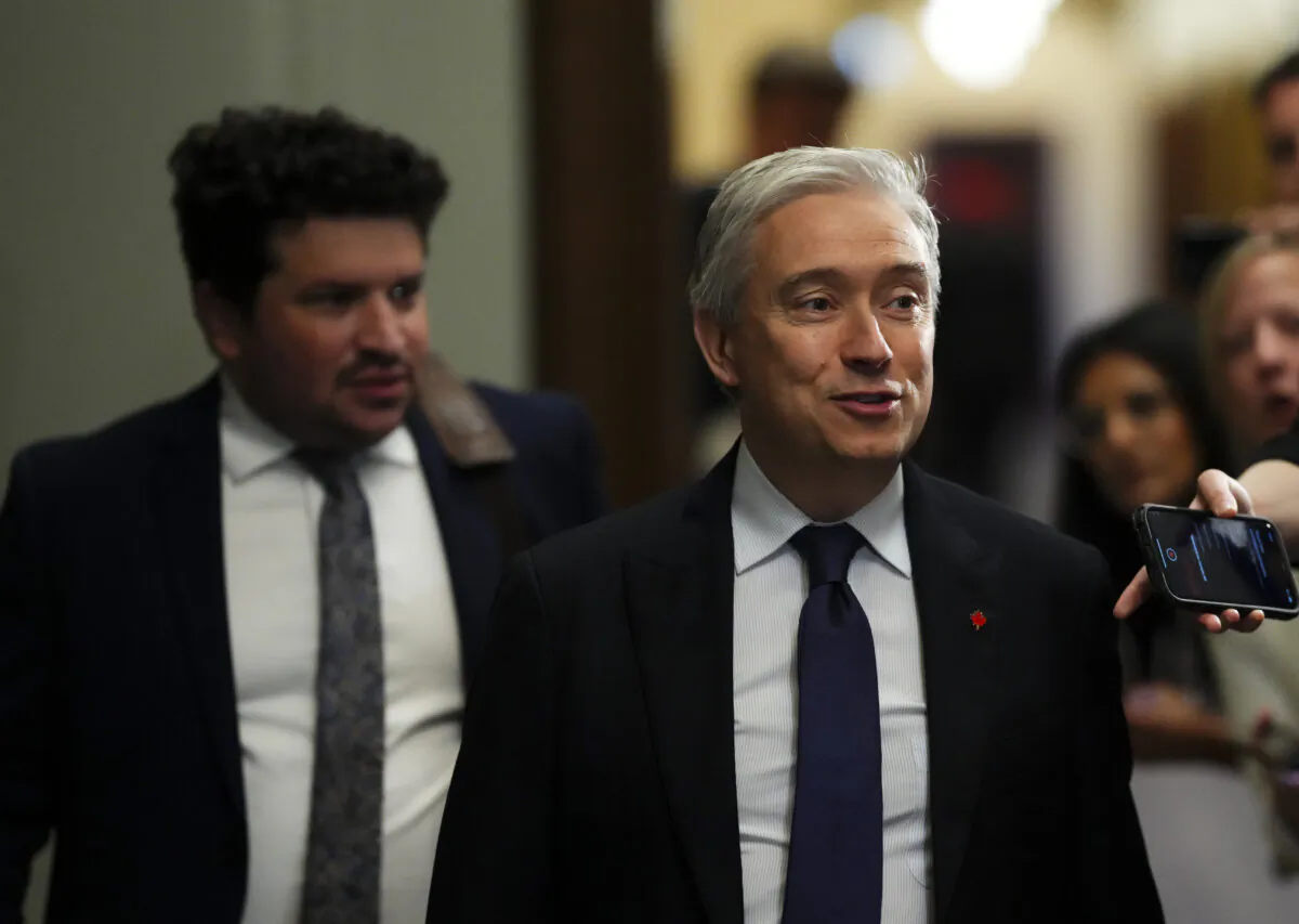 Minister of Finance and National Revenue François-Philippe Champagne arrives to a caucus meeting on Parliament Hill in Ottawa on May 28, 2025. (THE CANADIAN PRESS/Sean Kilpatrick)