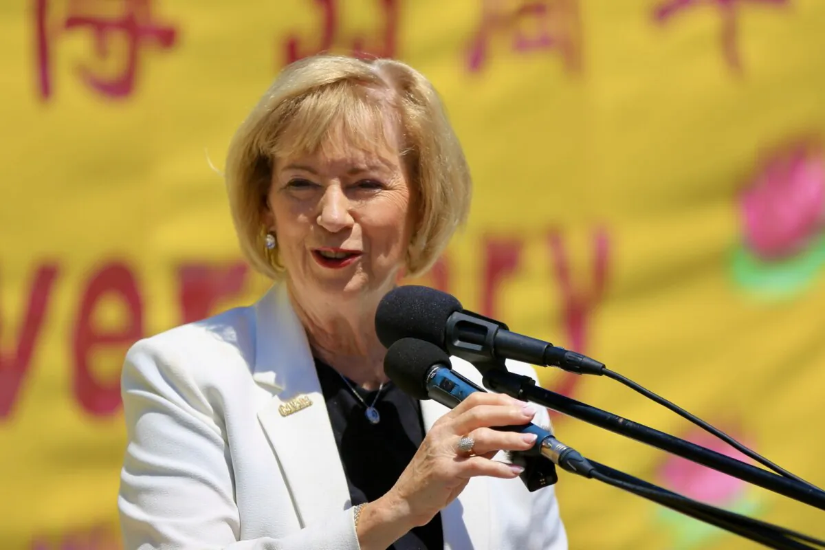 Liberal MP Judy Sgro speaks during World Falun Dafa Day celebrations on Parliament Hill in Ottawa on May 28, 2025. Sgro welcomed Falun Dafa practitioners to Parliament Hill on behalf of Prime Minister Mark Carney and the Liberal government. (Jonathan Ren/The Epoch Times)