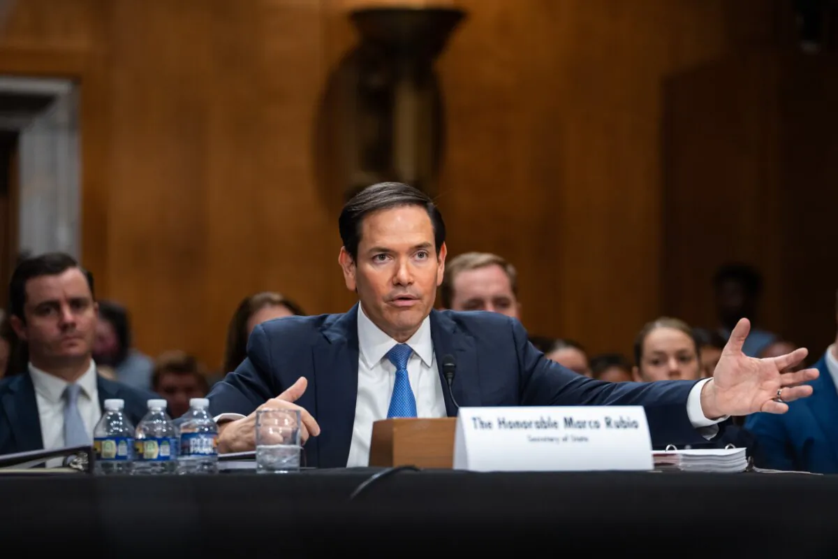 Secretary of State Marco Rubio testifies before the Senate Committee on Foreign Relations on Capitol Hill in Washington on May 20, 2025.(Madalina Vasiliu/The Epoch Times)