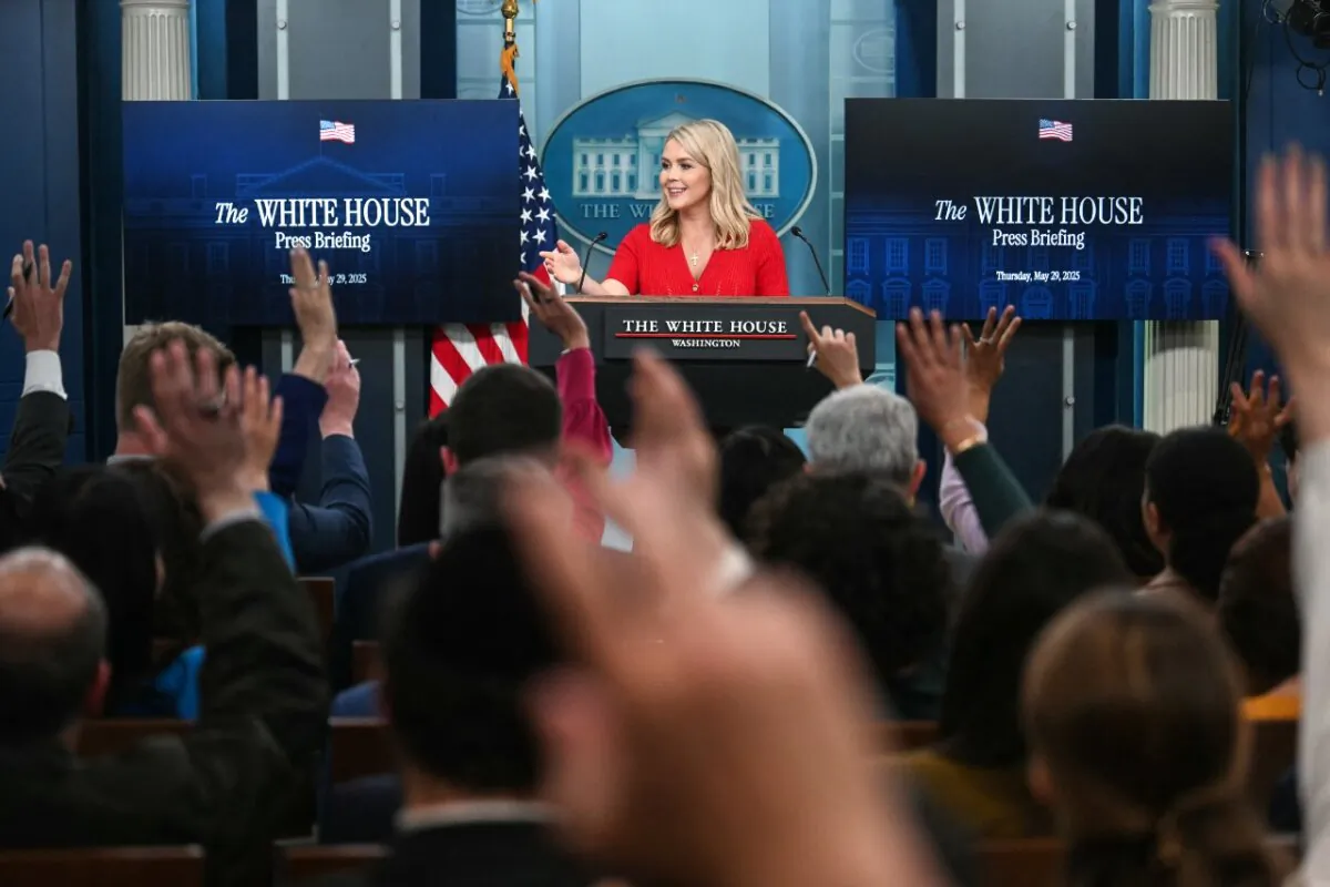 White House press secretary Karoline Leavitt takes questions during the daily briefing in the Brady Briefing Room of the White House on May 29, 2025. (Jim Watson/AFP via Getty Images)