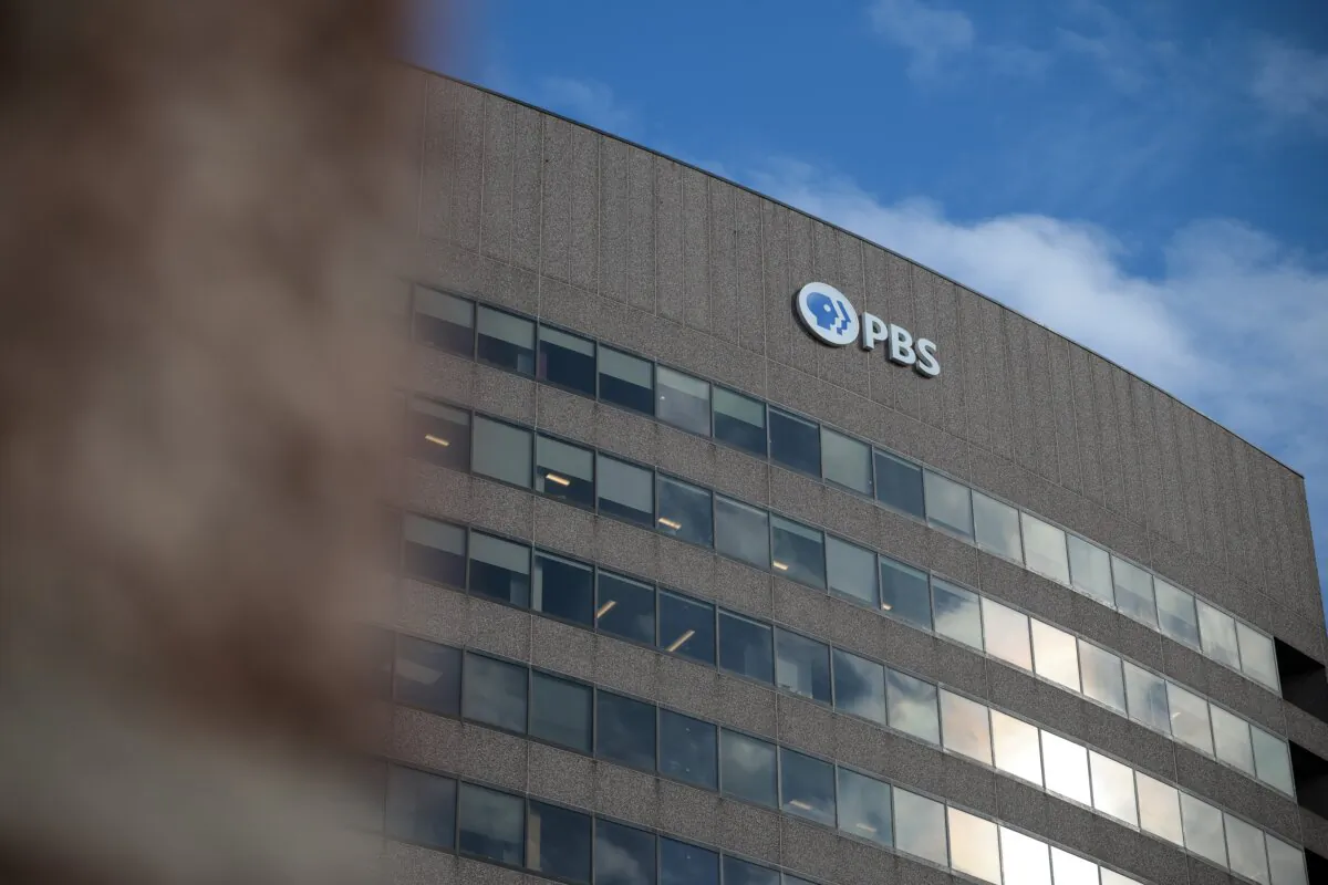A sign for the Public Broadcasting Service (PBS) on its headquarters in Arlington, Va., in a file picture. (Kayla Bartkowski/Getty Images)