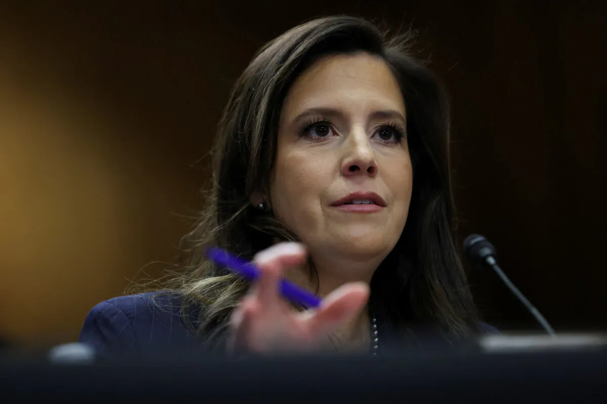 Rep. Elise Stefanik (R-N.Y.), President Donald Trump’s nominee to be U.S. ambassador to the United Nations, testifies before a Senate Foreign Relations Committee confirmation hearing on Capitol Hill in Washington, on Jan.  21, 2025. (Evelyn Hockstein/Reuters)