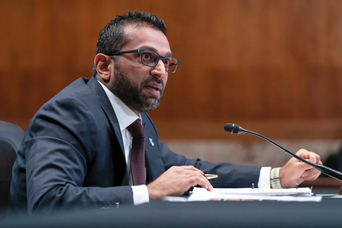 FBI Director Kash Patel testifies before the Senate Committee on Appropriations and a related subcommittee about the FBI's proposed budget estimates for fiscal year 2026, on Capitol Hill in Washington on May 8, 2025. (AP Photo/Jose Luis Magana)