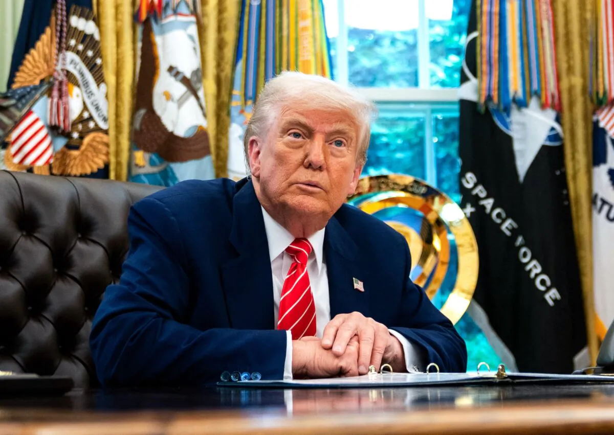 U.S. President Donald Trump speaks during a news conference with Elon Musk in the Oval Office on May 30, 2025. (Allison Robbert/AFP via Getty Images)