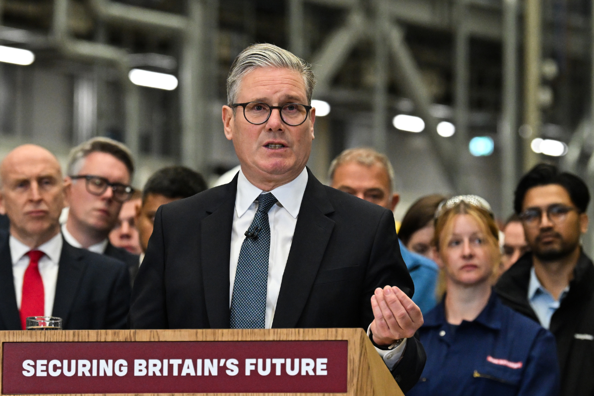 Prime Minister Sir Keir Starmer speaks during a visit to BAE Systems in Govan, Glasgow, on June 2, 2025. (Andy Buchanan/PA Wire)