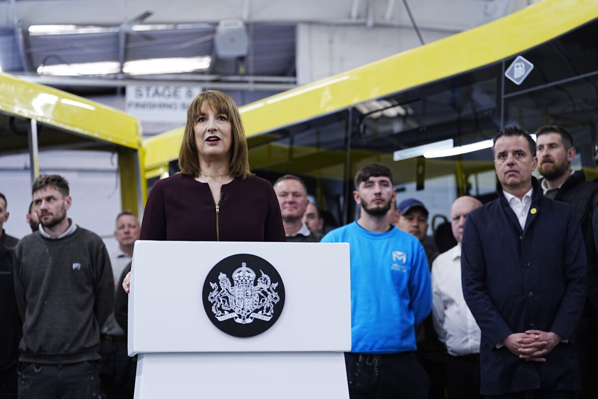 Chancellor of the Exchequer Rachel Reeves used a speech at a bus factory to prepare the ground for her spending review, in Rochdale, Lancashire, on June 4, 2025. (Peter Byrne/PA)
