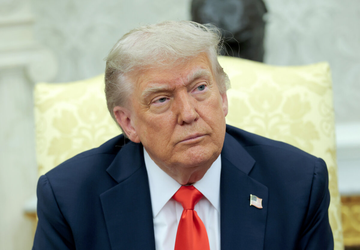 U.S. President Donald Trump delivers remarks during a meeting with German Chancellor Friedrich Merz in the Oval Office on June 5, 2025. (Anna Moneymaker/Getty Images)