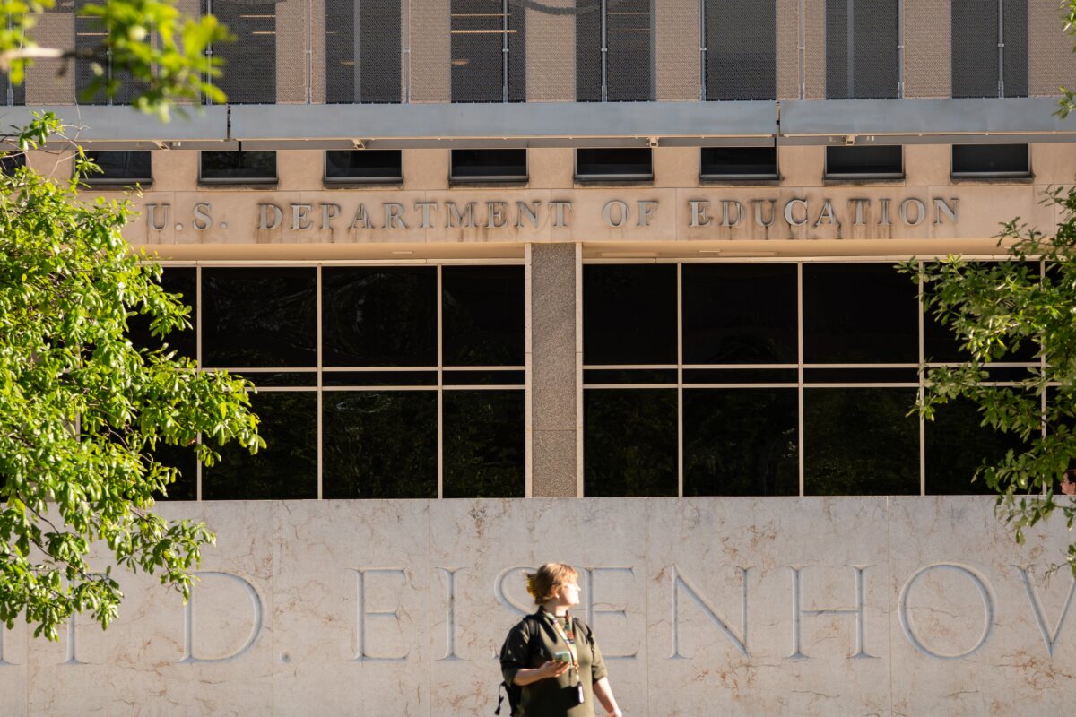 The Department of Education in Washington on April 28, 2025. (Madalina Vasiliu/The Epoch Times)
