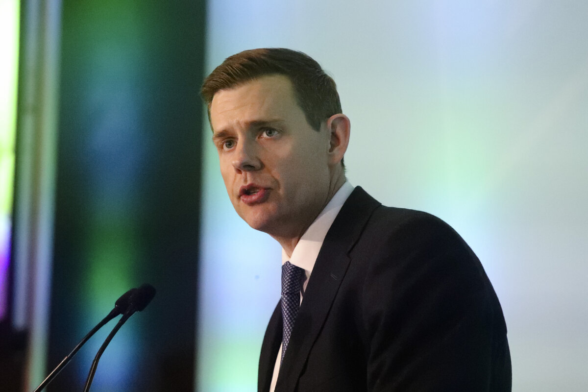 Matt Goodwin, a commentator and former university academic, during the Reform UK North West conference at Crowne Plaza Chester, Lancashire, on Jan. 11, 2025. (Ian Cooper/PA)