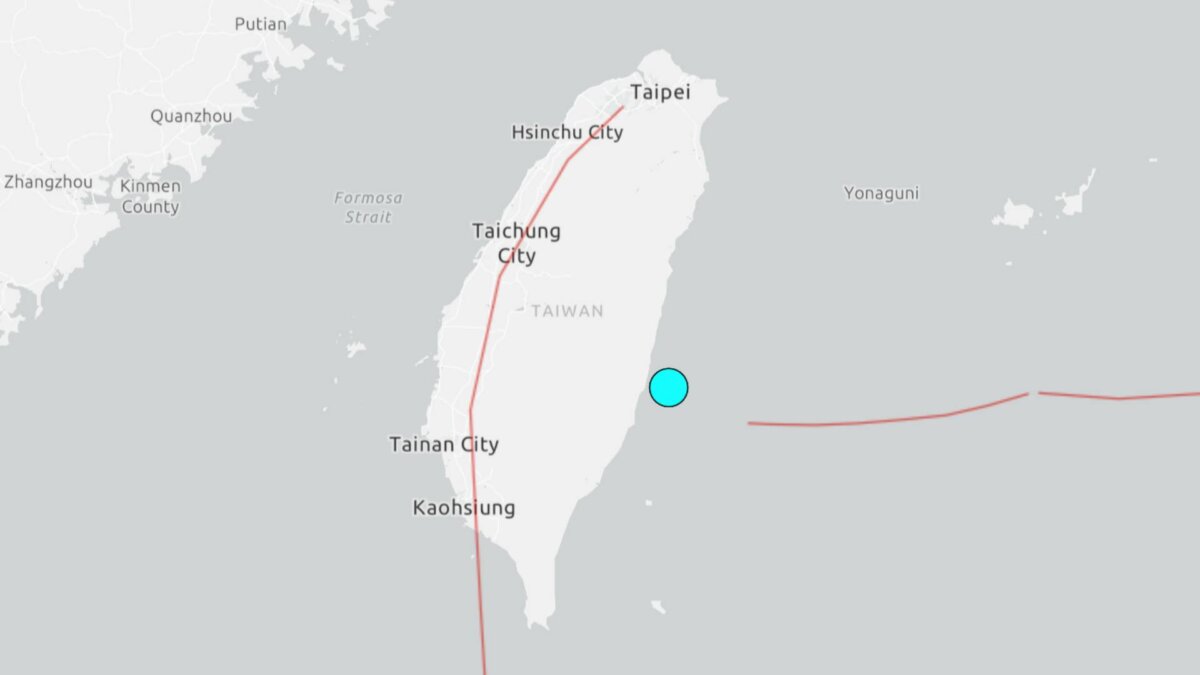 This screenshot taken from the USGS website shows the location of the earthquake that struck the east coast of Taiwan on June 11, 2025. (NTD screenshot via USGS)