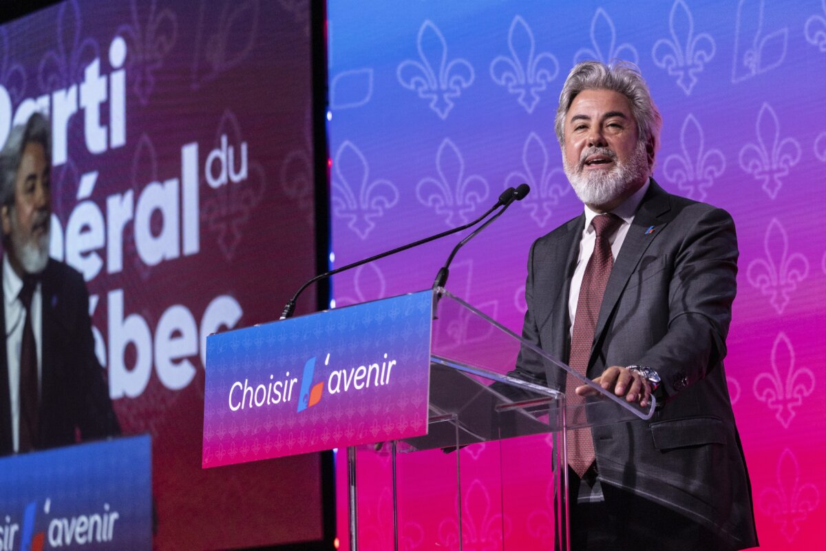 Quebec Liberal Party leadership candidate Pablo Rodriguez gives a speech at the Quebec Liberal Party Leadership Conference in Quebec City,on June 14, 2025. (The Canadian Press/Joel Ryan)