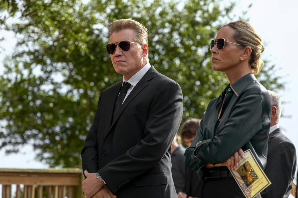 Harlan Buckley (Holt McCallany) and Belle Buckley (Maria Bello) are the head of a fishing family, in "The Waterfront." (Dana Hawley/Netflix)