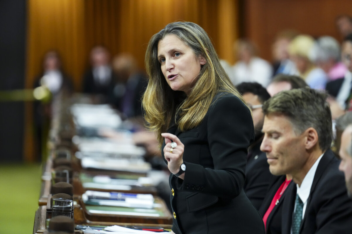 Minister of Transport and Internal Trade Chrystia Freeland responds to a question during question period in the House of Commons on Parliament Hill in Ottawa on June 12, 2025. (The Canadian Press/Sean Kilpatrick)