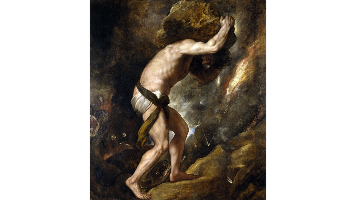 "Sisyphus," 1548–1549, by Titian. Prado Museum, Madrid, Spain. (Public Domain)